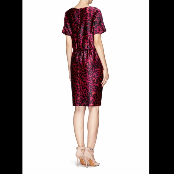 NWT $995 St. John Silk Leopard Print Dress‎ Raspberry/Cheetah [SZ 6 ] - Picture 6 of 6